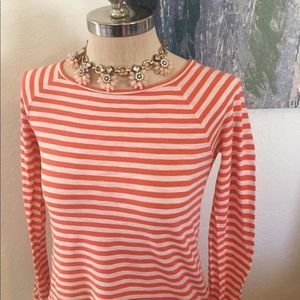 J. CREW Orange/White Striped Long Sleeved Shirt